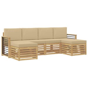vidaXL Ensemble de canapés d'extérieur 6 pc Blanc et Beige Polyester