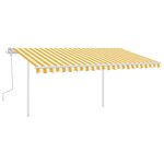 vidaXL Auvent manuel rétractable avec poteaux 4x3 5 m Jaune et blanc