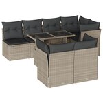 vidaXL Salon de jardin 8 Pièces avec coussins gris clair résine tressée