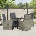 vidaXL Ensemble de salle à manger de jardin 5 pièces avec coussins gris poly rattan