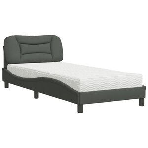 vidaXL Lit avec matelas Hvar gris foncé 80x200 cm tissu