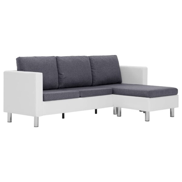 vidaXL Canapé 3 places avec coussins en similicuir blanc