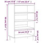 vidaXL Buffet haut blanc 57x35x90 cm bois d'ingénierie