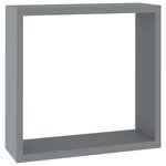 vidaXL Étagères murales sous forme de cube 3 Pièces Gris MDF