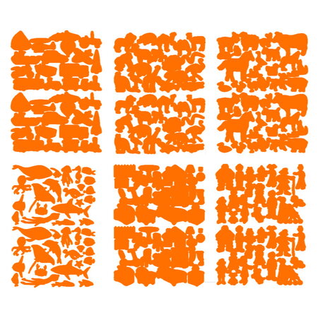 Loisirs créatifs enfants - 6 planches gommettes basiques - multiformes orange