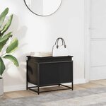 vidaXL Boîte de rangement avec couvercle noir bois d'ingénierie
