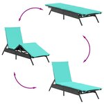 vidaXL Chaises longues lot de 2 avec table noir résine tressée