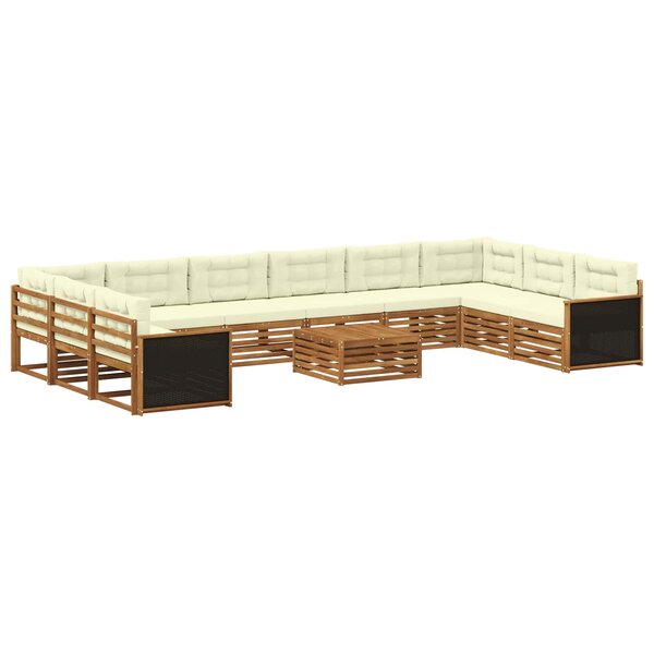 vidaXL Ensembles de canapés avec coussin 11 Pièces Bois d'Acacia Massif
