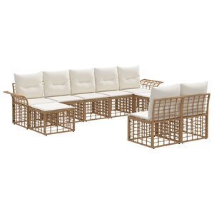 vidaXL Ensemble de canapés d'extérieur 9 pc Blanc Naturel et Crème