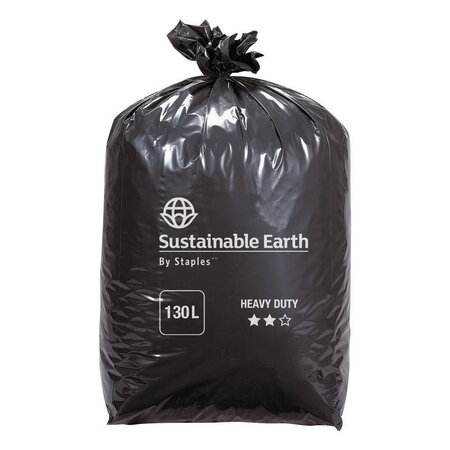 Sac poubelle 130 L noir pour déchets lourds en plastique recyclé 65 microns Ø 80 x H.120 cm (4 rouleaux de 25 sacs)