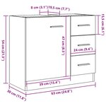 vidaXL Armoire d'évier chêne noir 63x30x54 cm Bois d'ingénierie