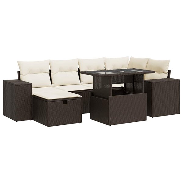 vidaXL Salon de jardin 8 Pièces avec coussins marron résine tressée