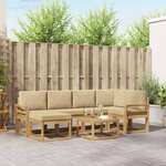 vidaXL Ensemble de canapés d'extérieur 7 Pièces Blanc et Beige