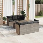 vidaXL Salon de jardin avec coussins 7 Pièces gris clair résine tressée