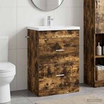 vidaXL Meuble sous lavabo de salle de bain Chêne fumé