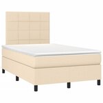 vidaXL Sommier à lattes de lit matelas et LED crème 120x190 cm tissu