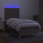 vidaXL Sommier à lattes de lit et matelas et LED Taupe 100x200cm Tissu