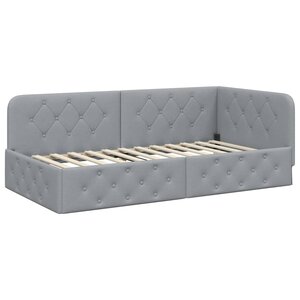 vidaXL Cadre de lit d'angle Gris clair 90 x 190 cm tissu