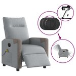 vidaXL Fauteuil de massage inclinable électrique gris clair tissu