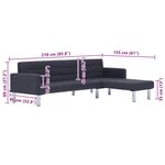 vidaXL Canapé-lit en L Gris foncé Polyester
