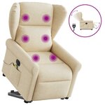 vidaXL Fauteuil inclinable de massage électrique Crème Tissu