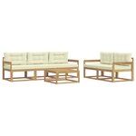 vidaXL Ensemble de canapés d'extérieur 6 pc Blanc et crème