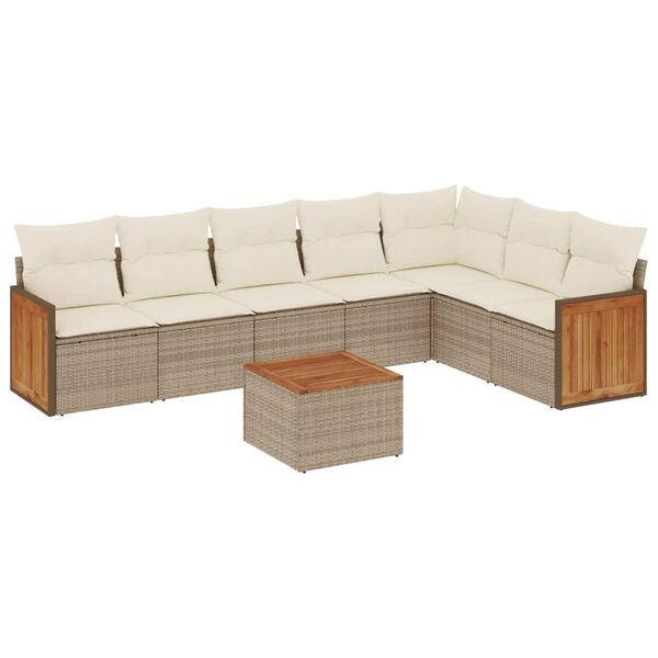 vidaXL Salon de jardin avec coussins 8 Pièces beige résine tressée