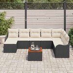 vidaXL Ensemble de canapé de jardin 9 Pièces Noir et blanc