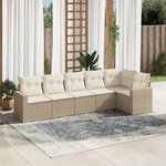 vidaXL Salon de jardin avec coussins 6 Pièces beige résine tressée