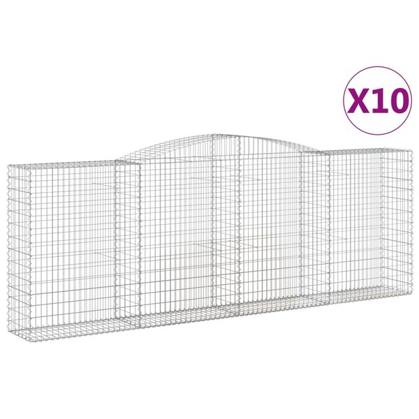 vidaXL Paniers à gabions arqués 10 Pièces 400x50x140/160 cm Fer galvanisé