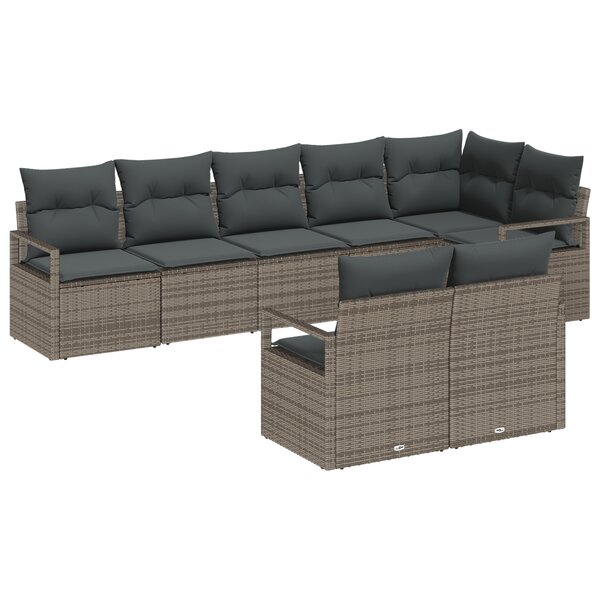 Ensemble de canapé de jardin vidaXL 8 pièces avec coussins gris en poly rattan