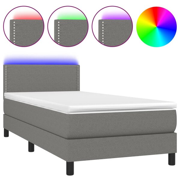 vidaXL Sommier à lattes de lit avec matelas et LED Gris foncé 80x200cm