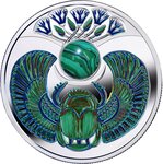 Pièce de monnaie en Argent 1 Dollar g 17.50 Millésime 2024 Scarabaeus MALACHITE SCARAB