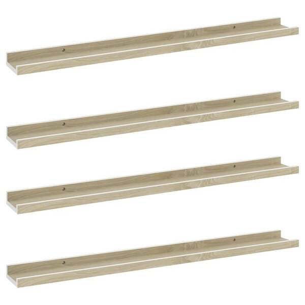 vidaXL Étagères murales 4 Pièces blanc et chêne sonoma 80x9x3 cm