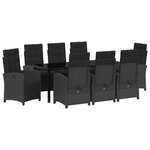 vidaXL Ensemble salle à manger de jardin 9 pièces avec coussins  en rotin synthétique noir