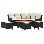 vidaXL Ensembles de meubles avec oreiller 7 Pièces Noir et Crème Rotin PE