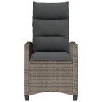vidaXL Chaise de jardin inclinable avec table d'appoint gris polyrotin