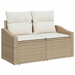 vidaXL Ensemble de canapé de jardin 6 Pièces Beige et blanc polyrotin