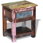 vidaXL Table d'appoint 1 tiroir Bois de récupération massif 43x33x51cm