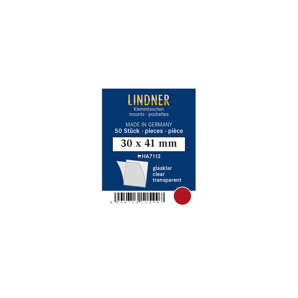 Pochettes simple soudure 30 x 41 mm pour timbres type Faune et Flore. Fond - Transparent