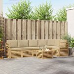 vidaXL Ensemble de canapés d'extérieur 7 Pièces Blanc et Beige