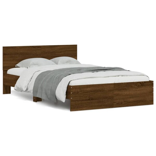 vidaXL Cadre de lit avec tête de lit chêne marron 120x190 cm