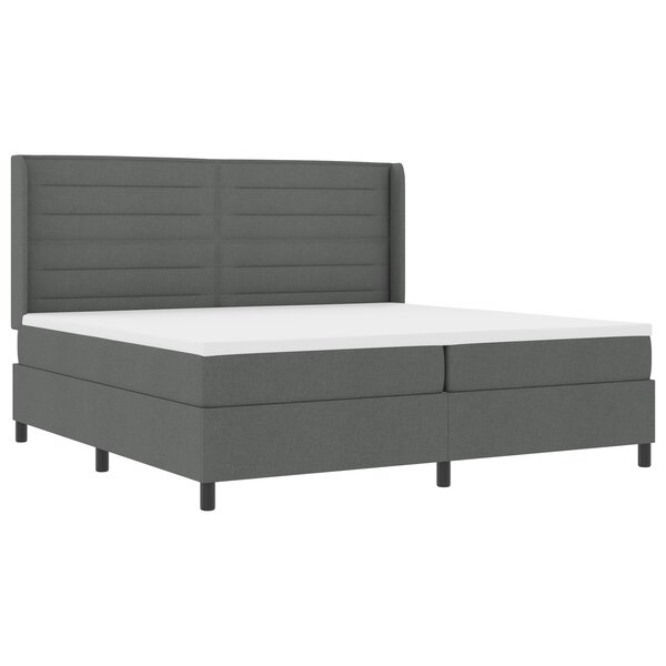 vidaXL Lit à ressorts avec matelas gris foncé 200 x 200 cm en tissu.