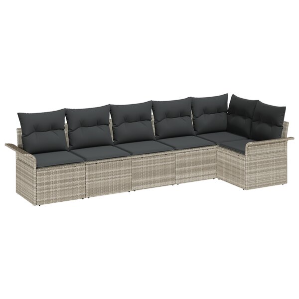 vidaXL Ensemble de jardin 6 pièces avec coussins en poly rattan gris clair
