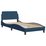 vidaXL Cadre de lit avec tête de lit Dover bleu 90x200 cm tissu