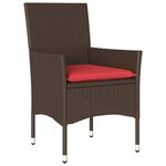 vidaXL Ensemble table et chaises avec coussin 3 Pièces Marron Rotin PE