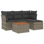vidaXL Salon de jardin 5 Pièces avec coussins gris résine tressée