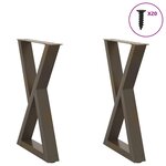 vidaXL Pieds de table à manger 2 pièces Acier naturel 60 x (72-73 3) cm Acier