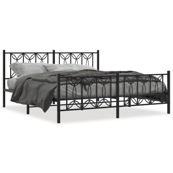 vidaXL Cadre de lit métal sans matelas avec pied de lit noir 180x200cm