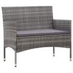 vidaXL Salon de jardin 2 Pièces avec coussin Résine tressée Gris